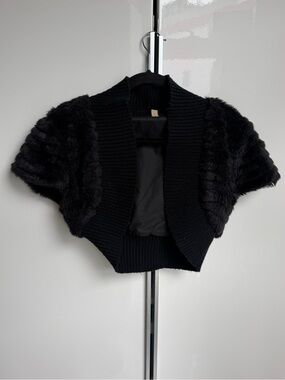 Black Faux Fur Shrug Sweater